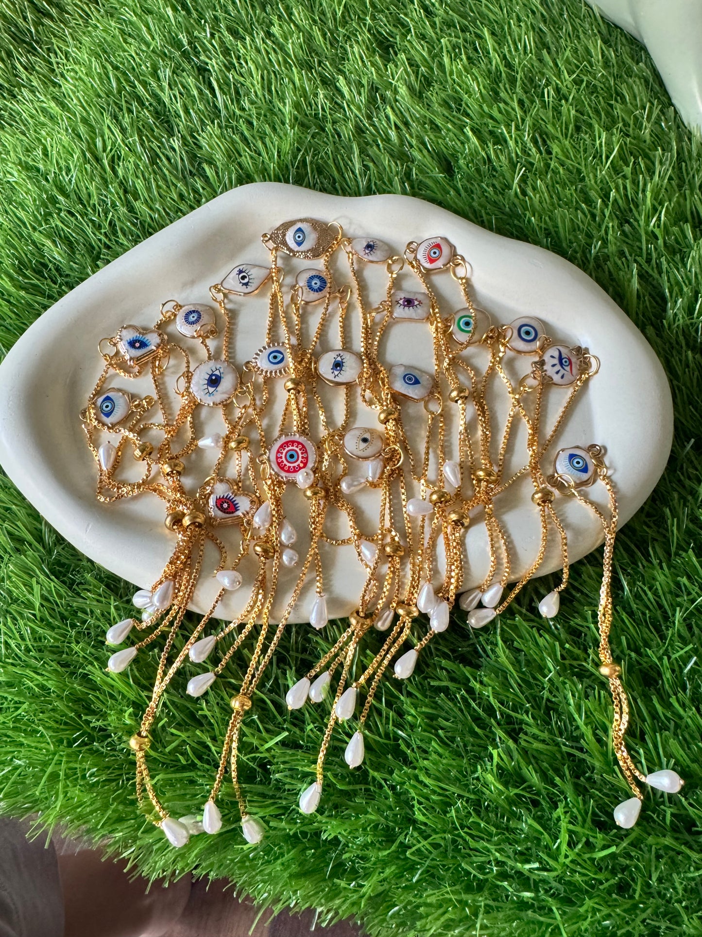 Exclusive Marble Evil Eye Bracelet/Rakhi Anti-tarnish Gold Plater