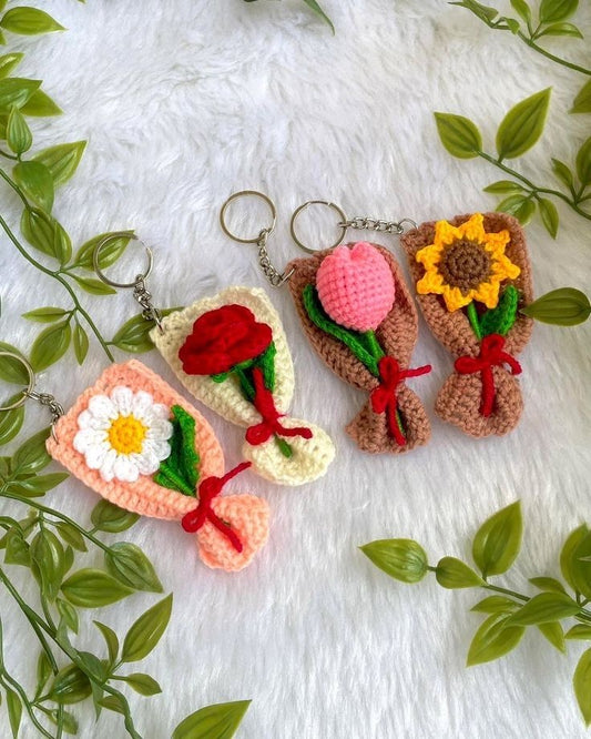Cute Crochet Mini Bouquet Keychain