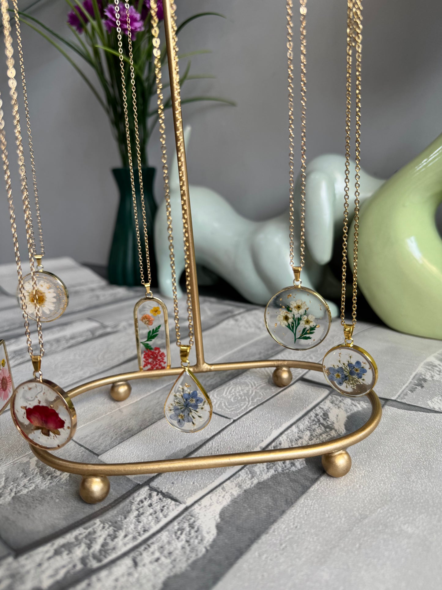 Pendants with Real Pressed Flowers