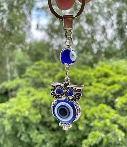 Owl Shape Evil Eye Keychain