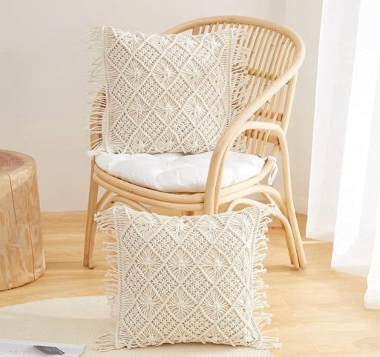 Macrame Boho Knitted Pillow Cover