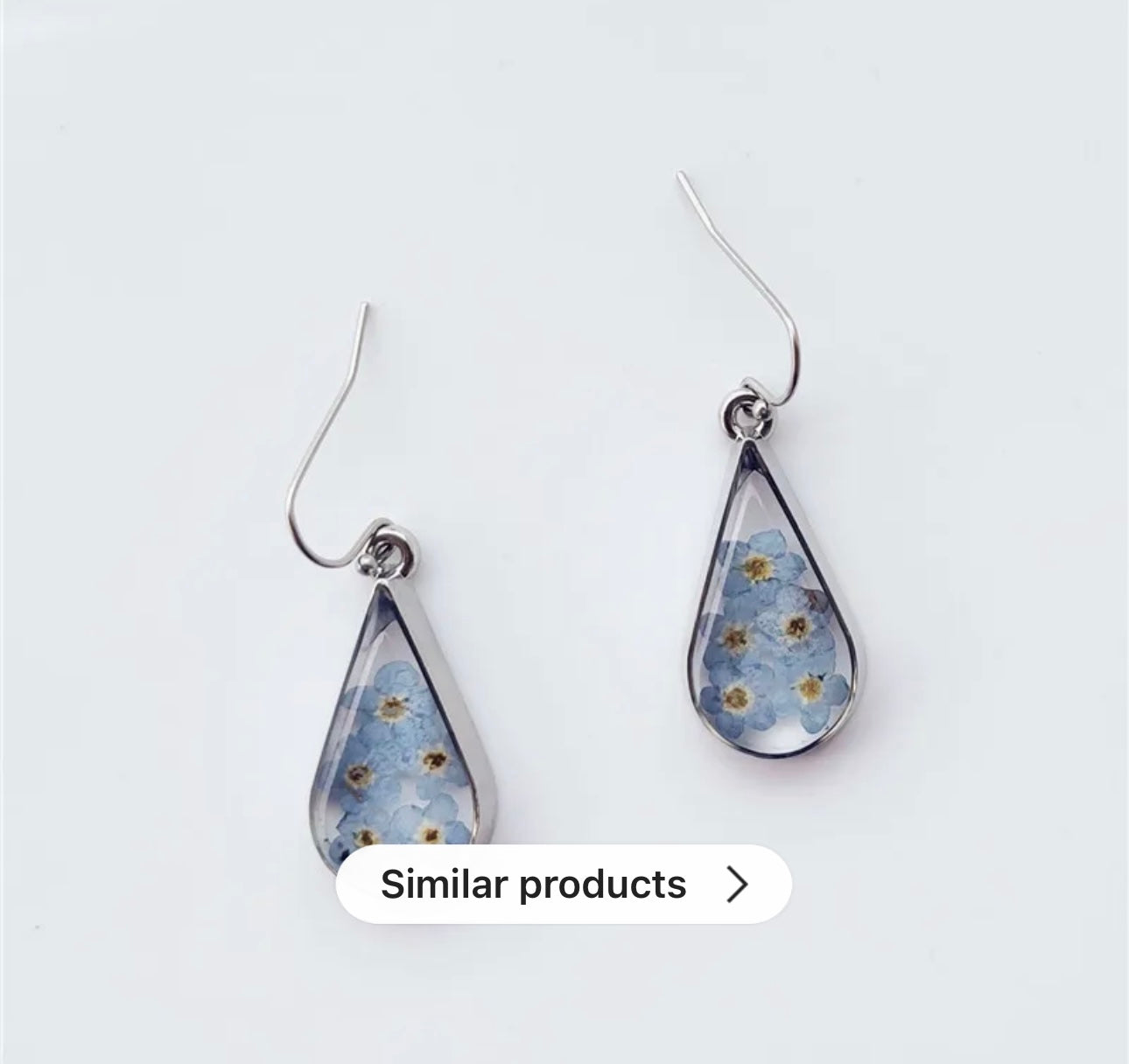 Earrings with Real Forget-Me-Not Pressed Flowers