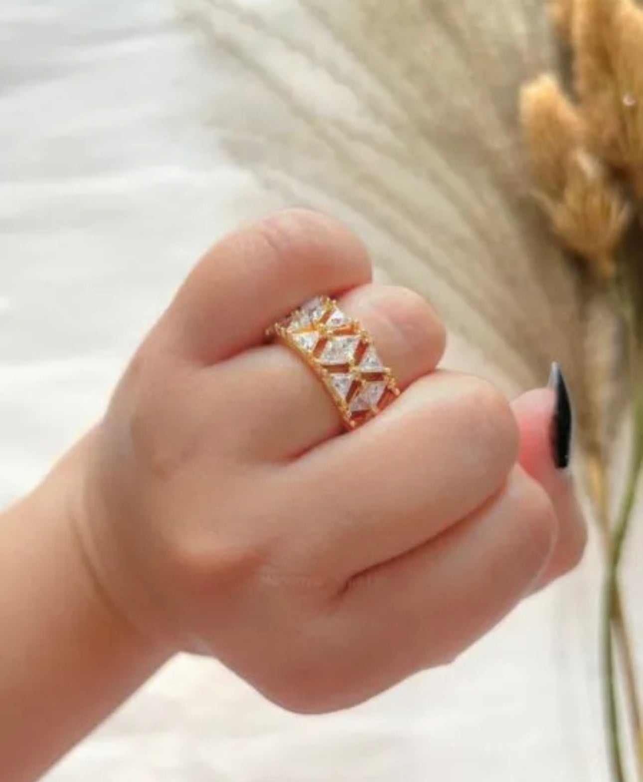Statement Geometric Eternity Band Ring