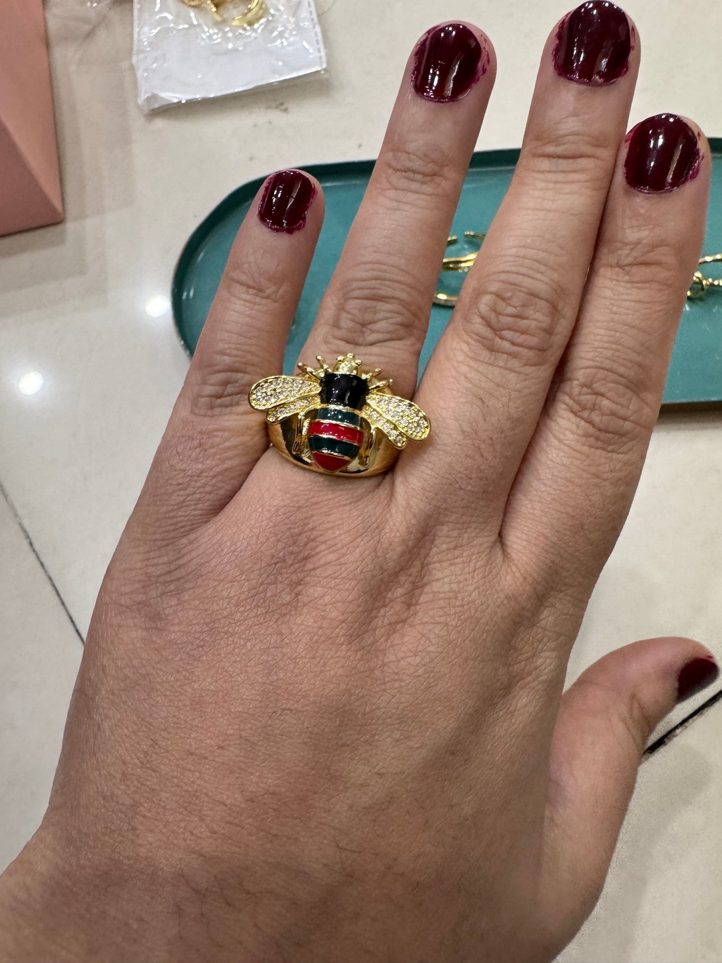 Gold Plated Anti Tarnish Bee Motif Ring