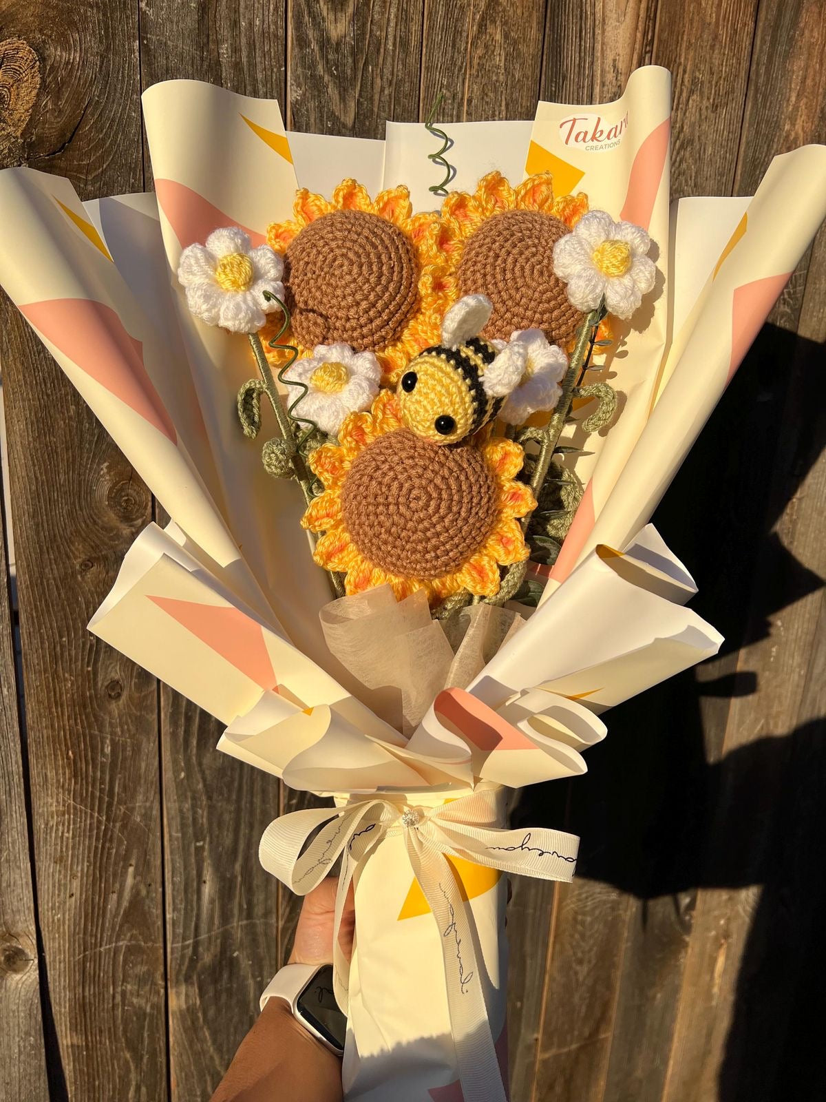 Luxe Handmade Crochet Sunflowers Bouquet