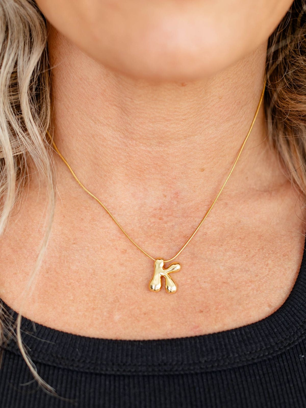 18k Gold Plated Balloon Letter Initial Alphabet Bubble Necklace