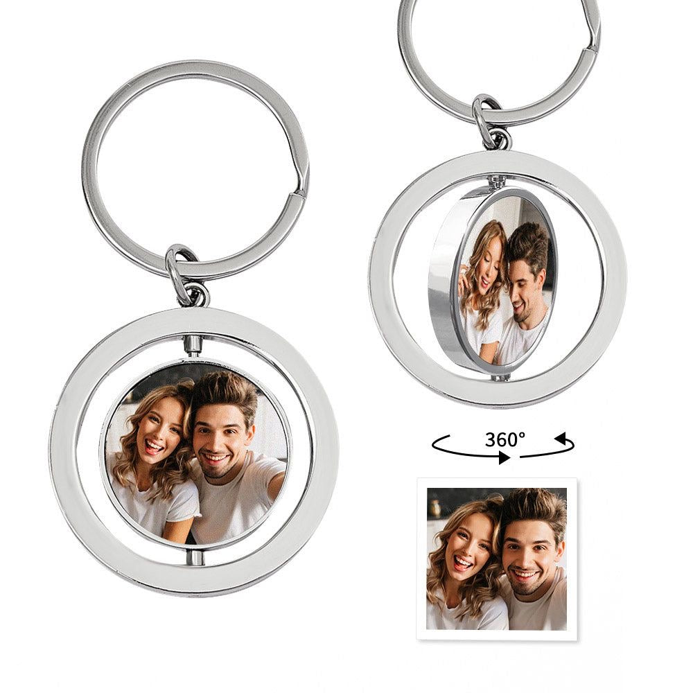 Personalised Rotating Double-Sided Photo Keychain