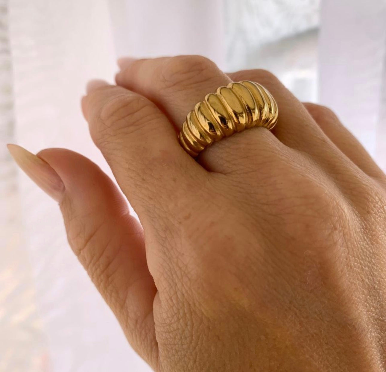 Gold Plated Twisted Dome Ring