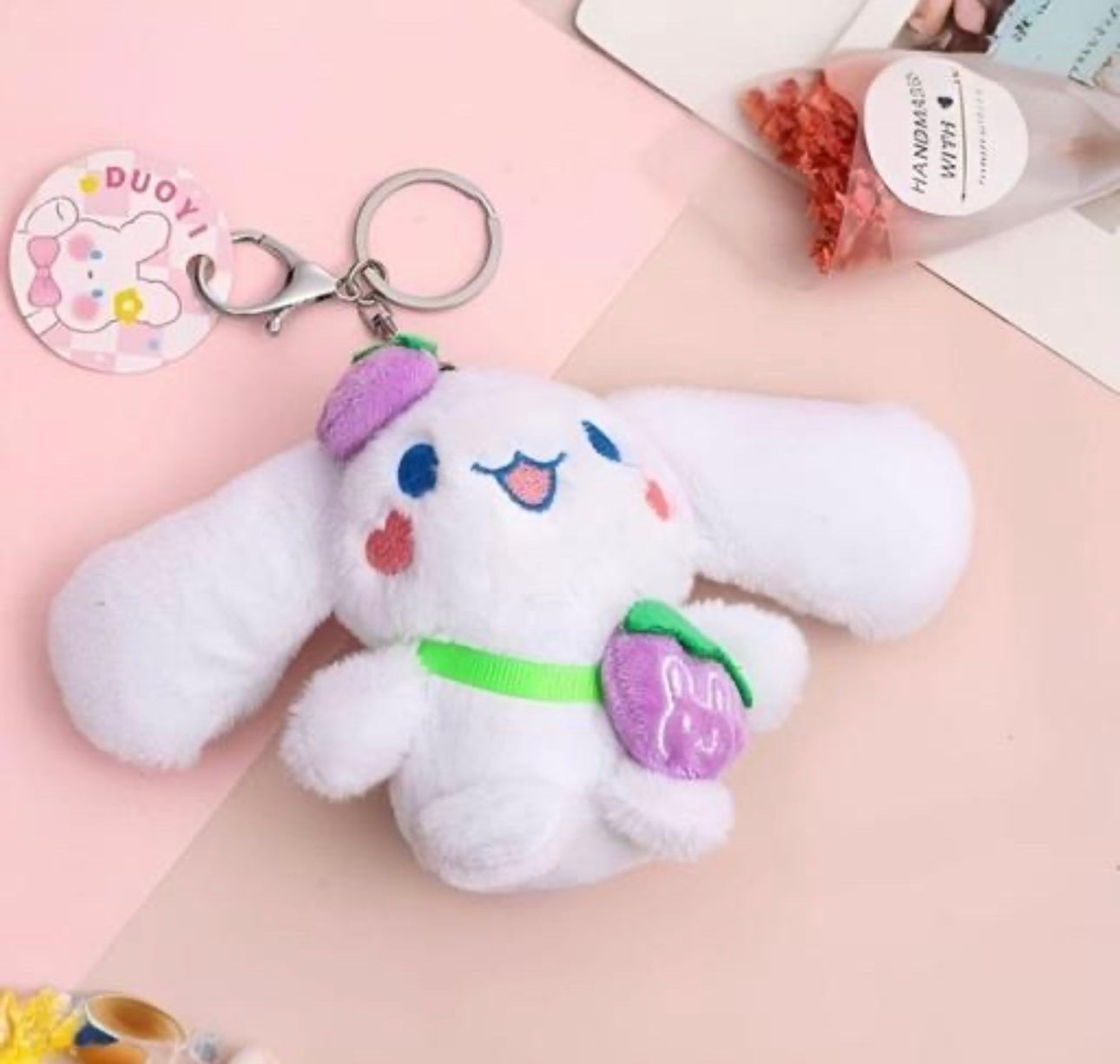 Cute Cinnamoroll Strawberry Plush Keychain