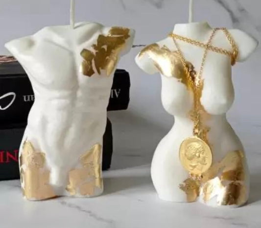 Gold Embellished Man & Woman Candles - Set of 2