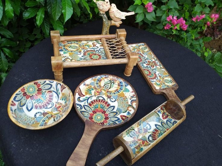 Exclusive Handmade Wooden Platters Gift Set of 4