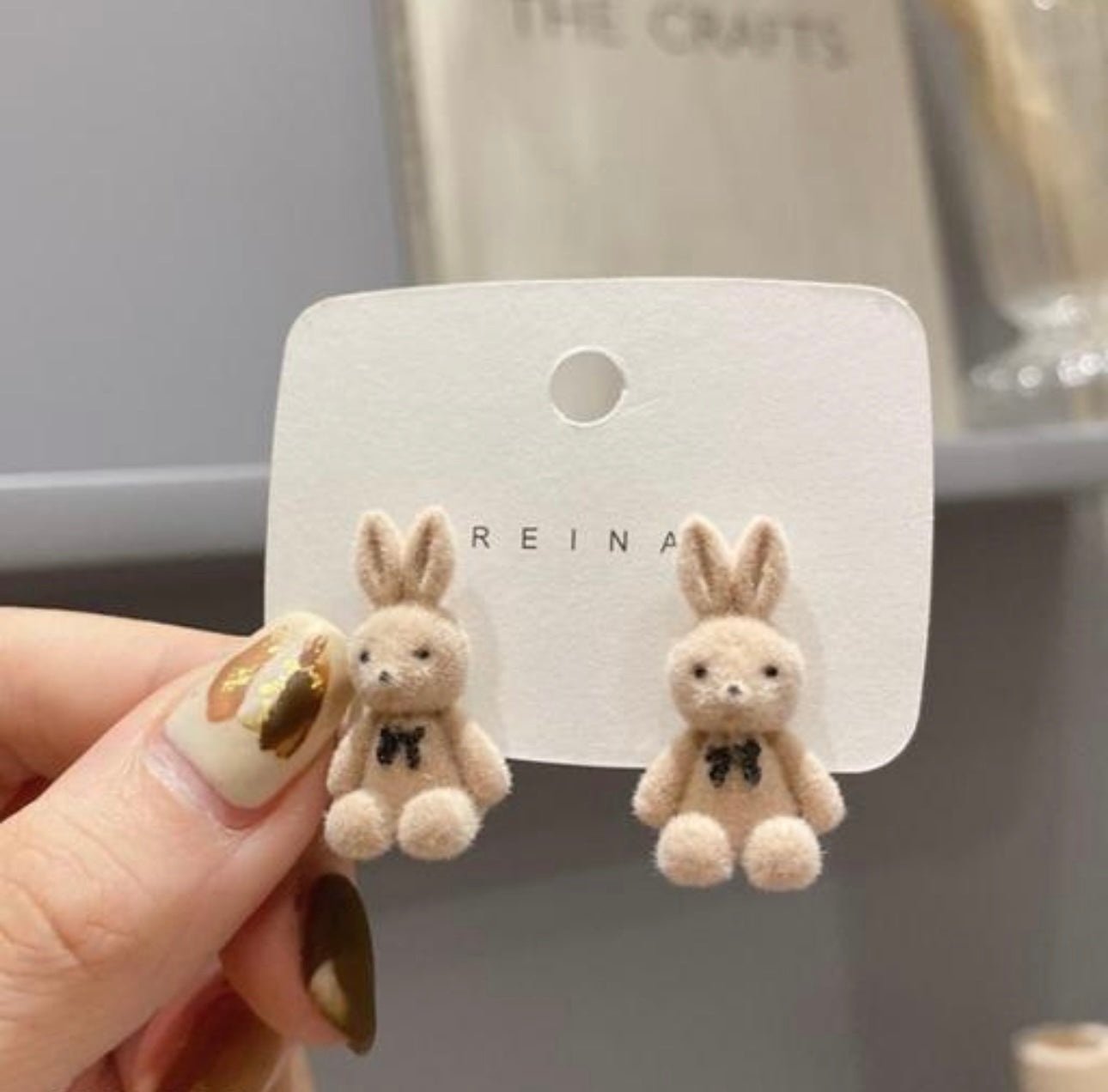 Cute Mini Bear & Bunny Plush Earrings - 2 Pairs