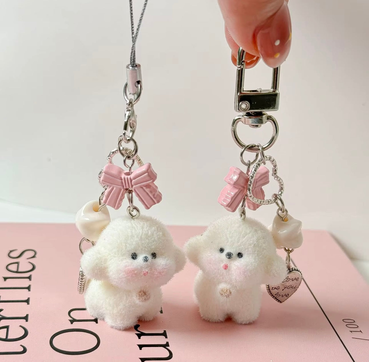 Adorable Soft Cute Plushy Dog Keychain / Stuffed Animal Keychain