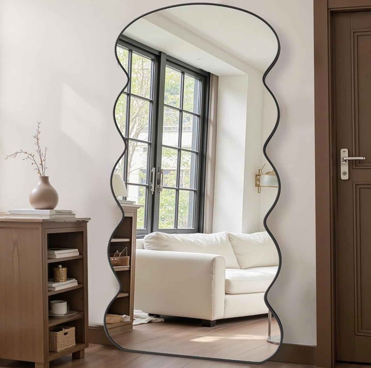 Aesthetic Wavy Black Border Mirror - Only deliverable in Delhi/NCR