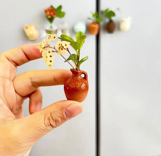 Cute Miniature Vase with Magnets (Only Pots, Flowers not included)