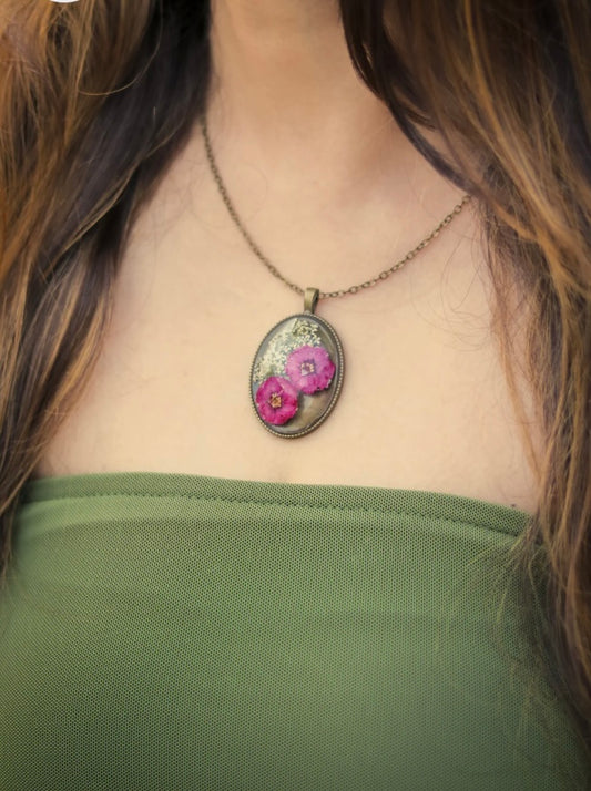 Pendant with Real Wild Flower