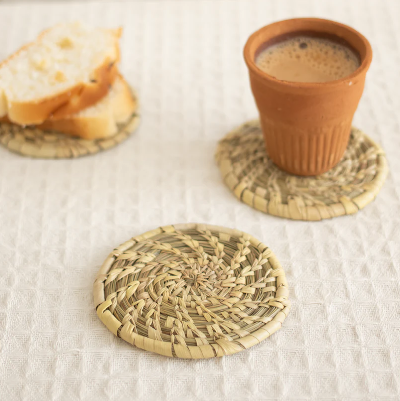 Natural Kauna Grass Coasters - Set of 6