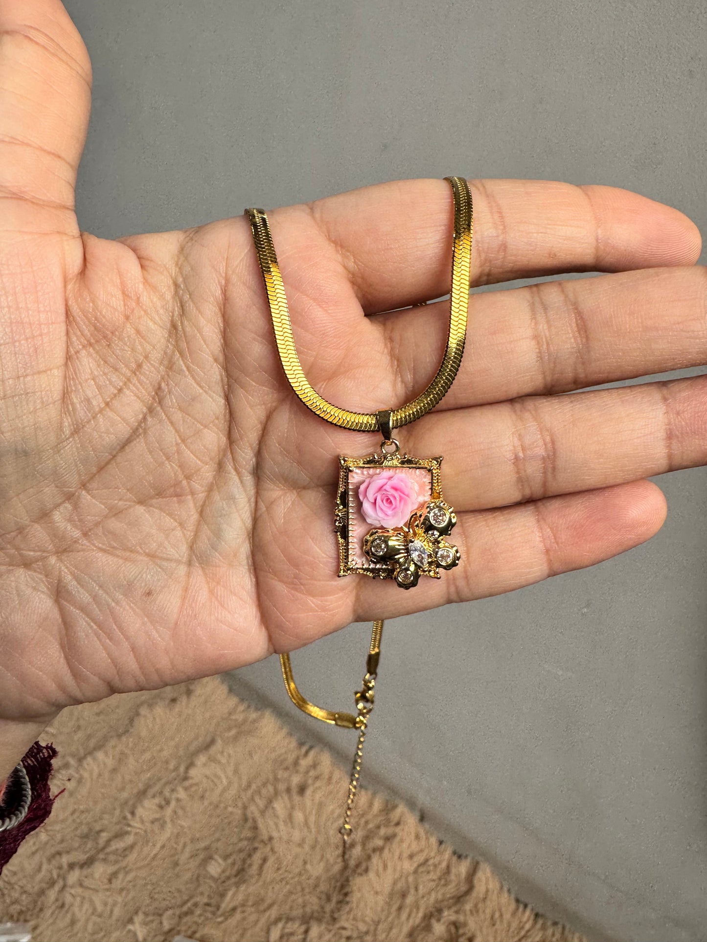 Classic Gold Plated Enamel Pendant (Random Design)