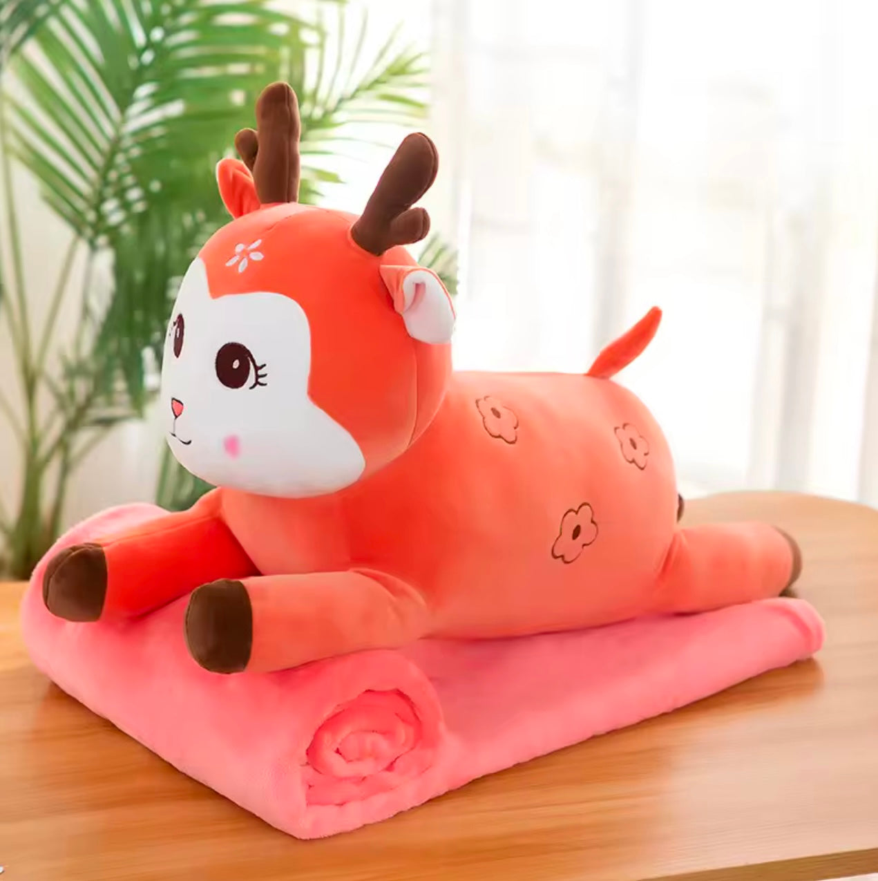 Plush Soft Stuffed Pillow with AC Blanket Inside