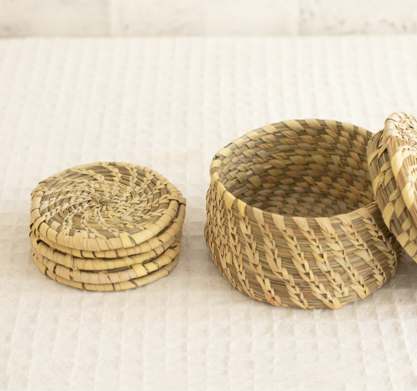 Natural Kauna Grass Coasters - Set of 6