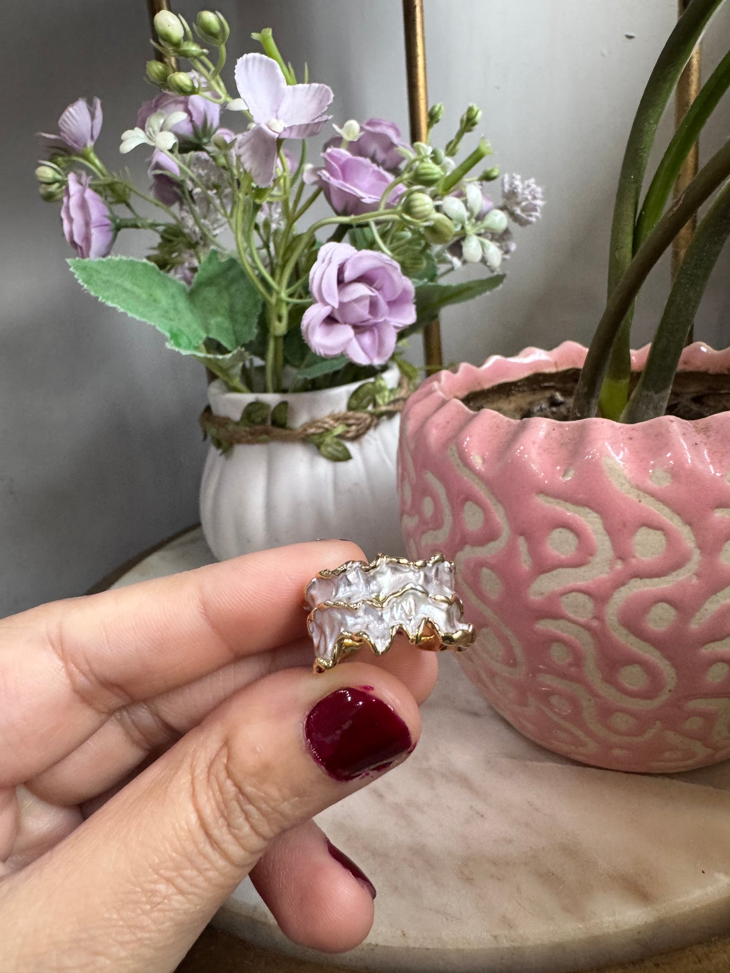 Irregular Silver & Gold Statement Adjustable Ring