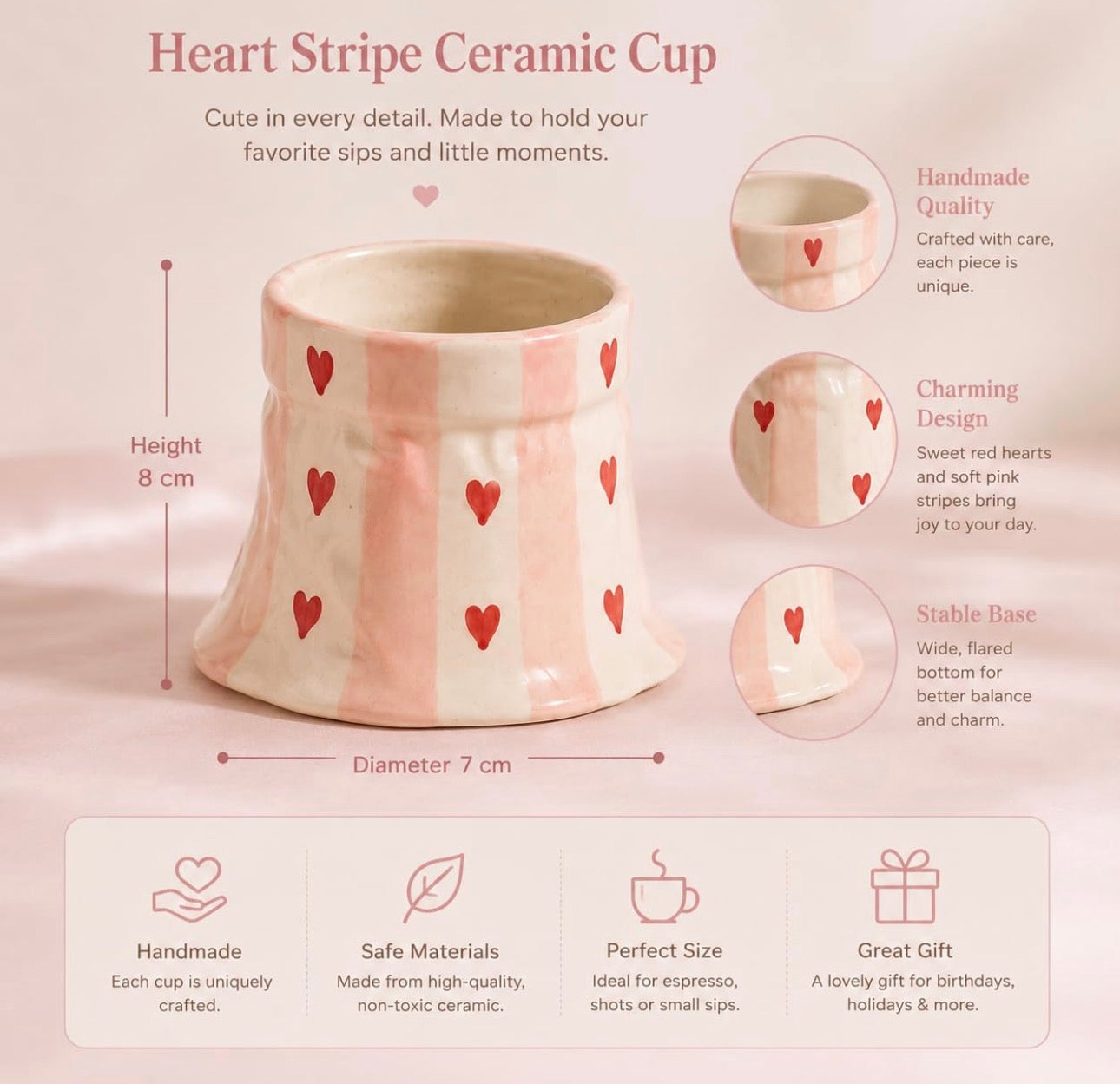 Cute Heart Print Couch Mug / Sack shape Mug