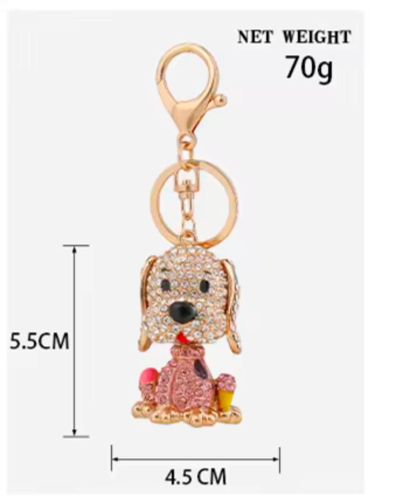 Cute Dog Shape Metal Rhinestones Keychain