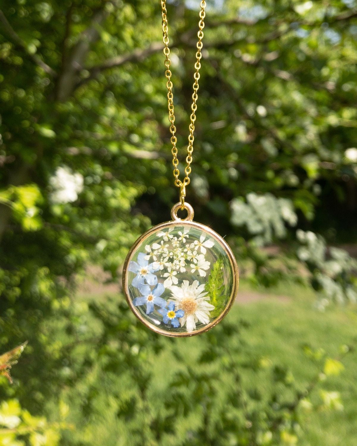 Pendants with Real Pressed Flowers