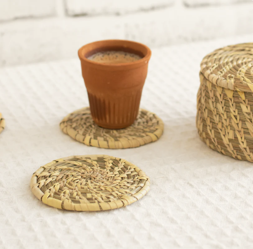 Natural Kauna Grass Coasters - Set of 6