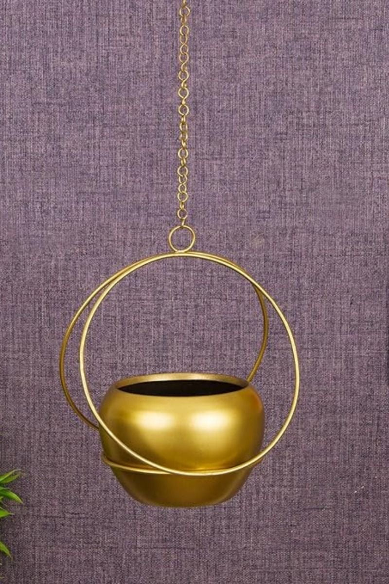 Hanging Gold Ball Planter