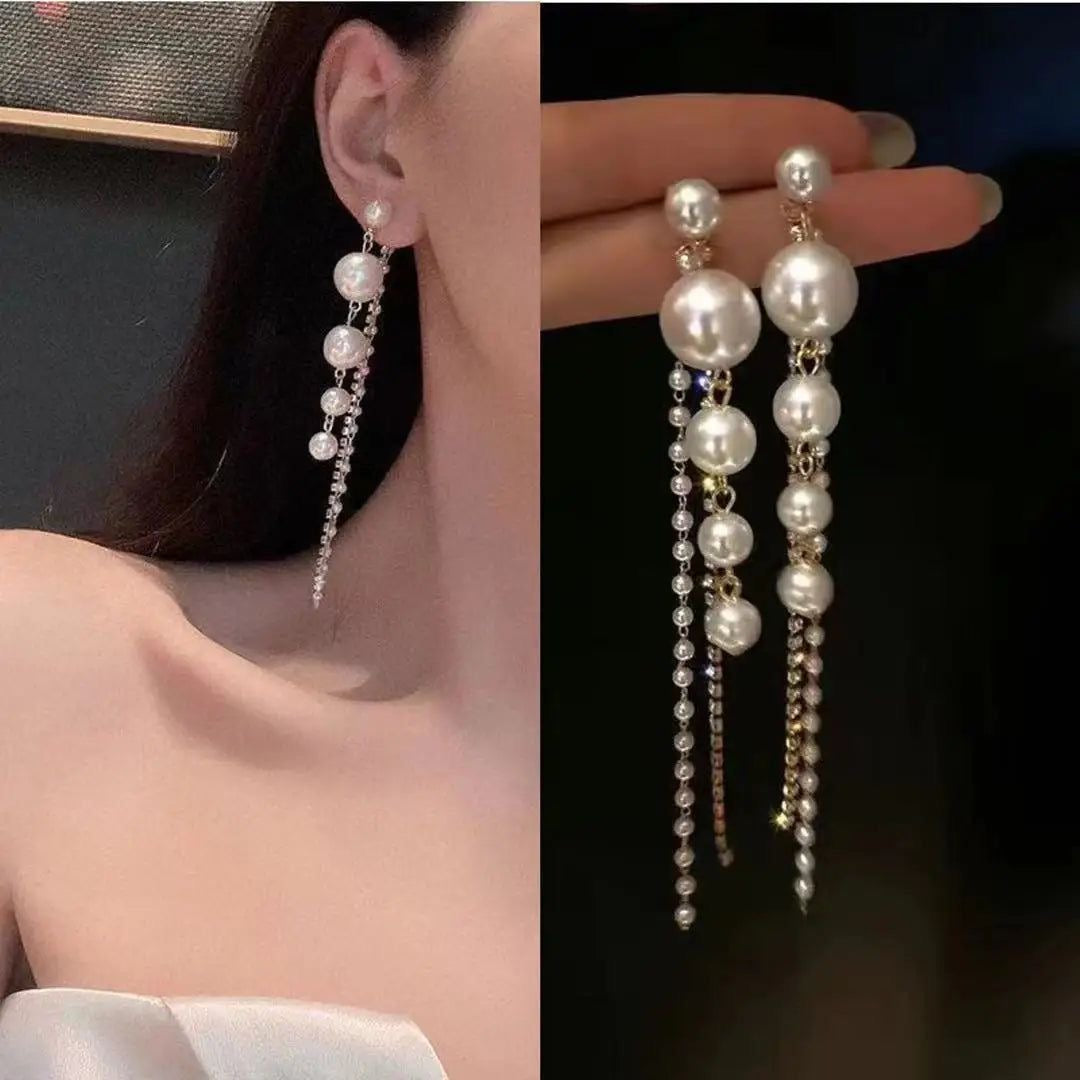 Crystal Pearl Drop Statement Earrings