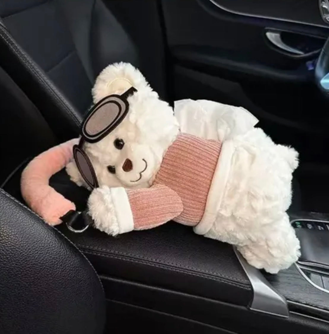 Cute Plush Teddy bear Car Tissue Holder and Bag (2 in 1)