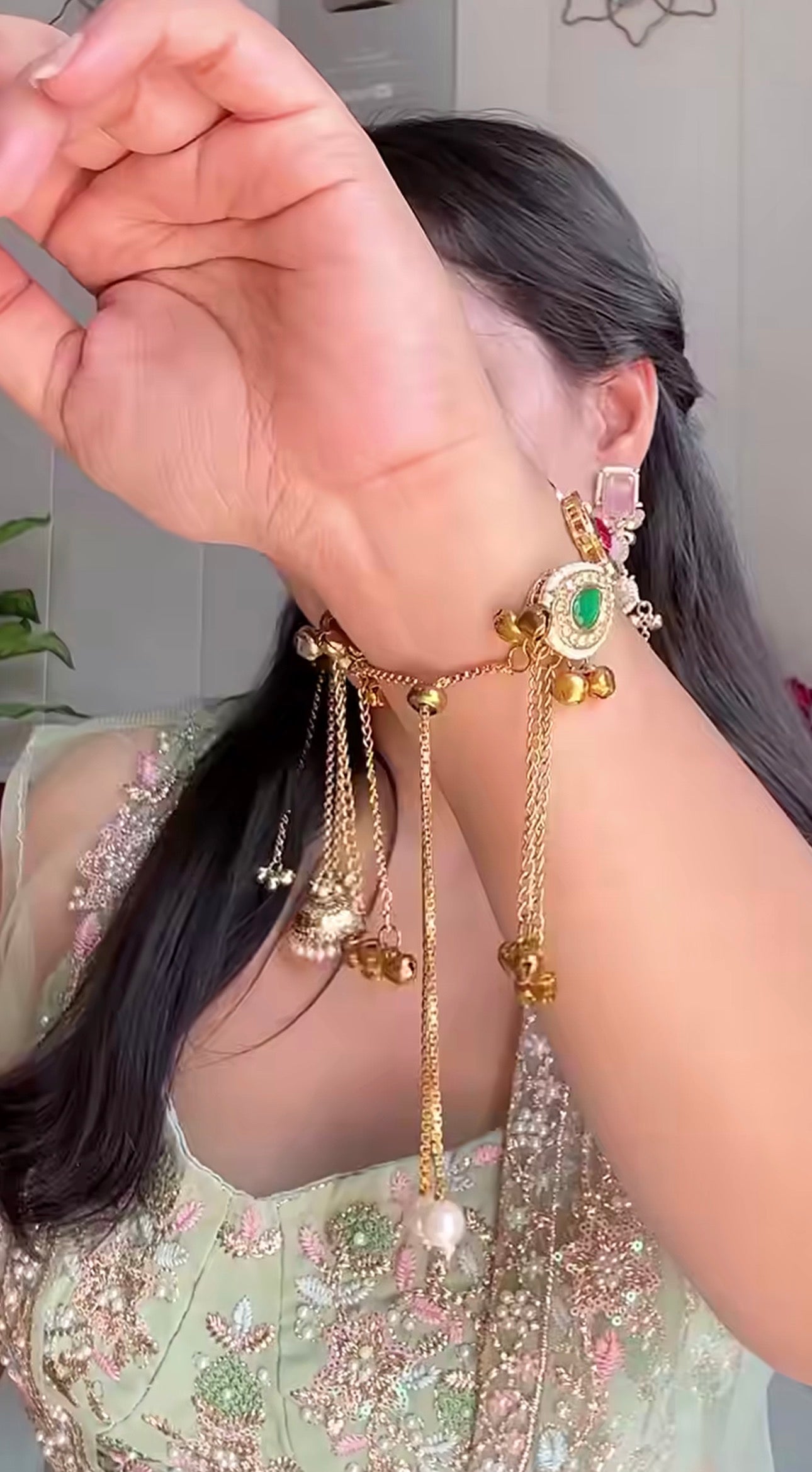 Trending Viral Kundan Ghungroo Kashmiri Watch/Bracelet