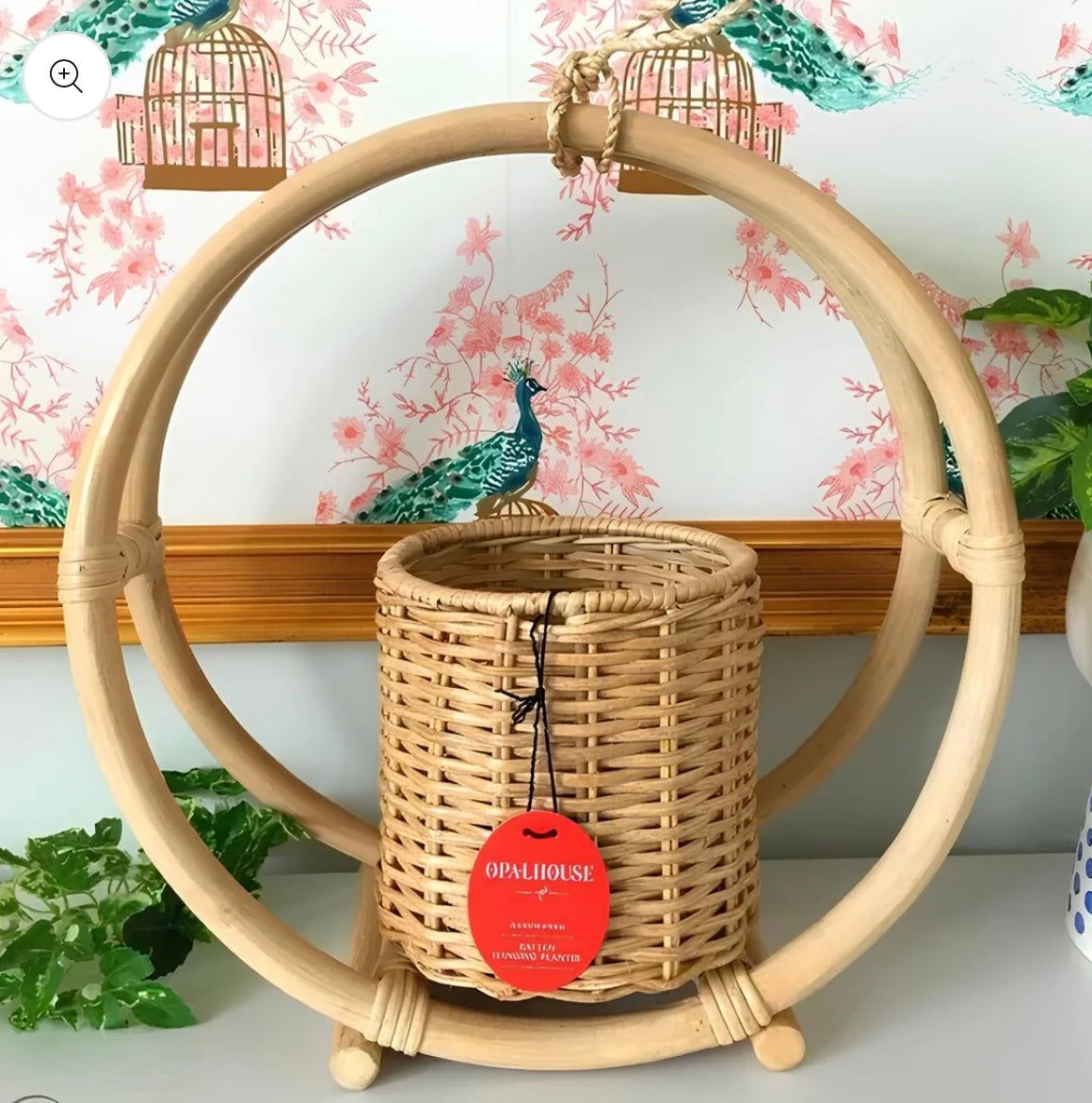 Bamboo Rattan Hanging Planter