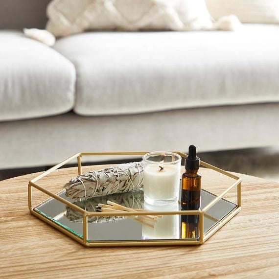 Hexagonal Vanity Mirror Tray