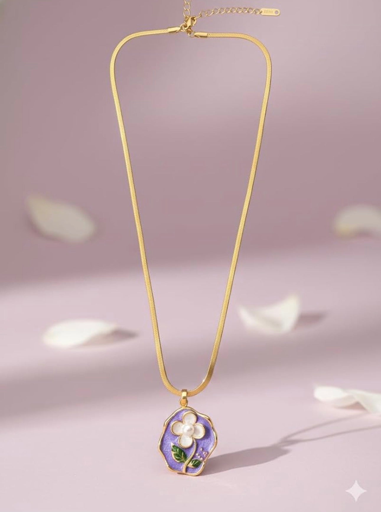 Classic Gold Plated Enamel Pendant (Random Design)