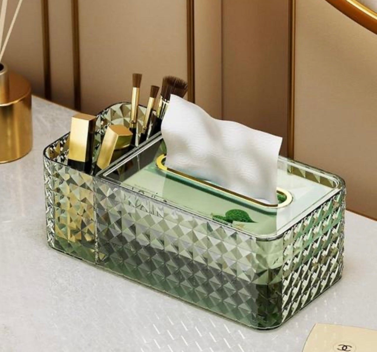 Luxury Multifunctional Acrylic Tissue Box with Compartments