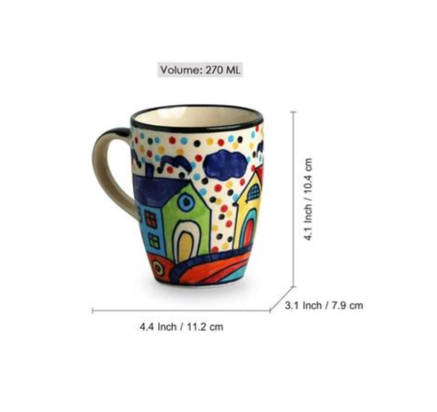 Huts Handpainted Mugs - Set of 2