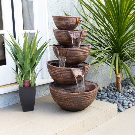 Decorative Fountain with Cascading Bowls