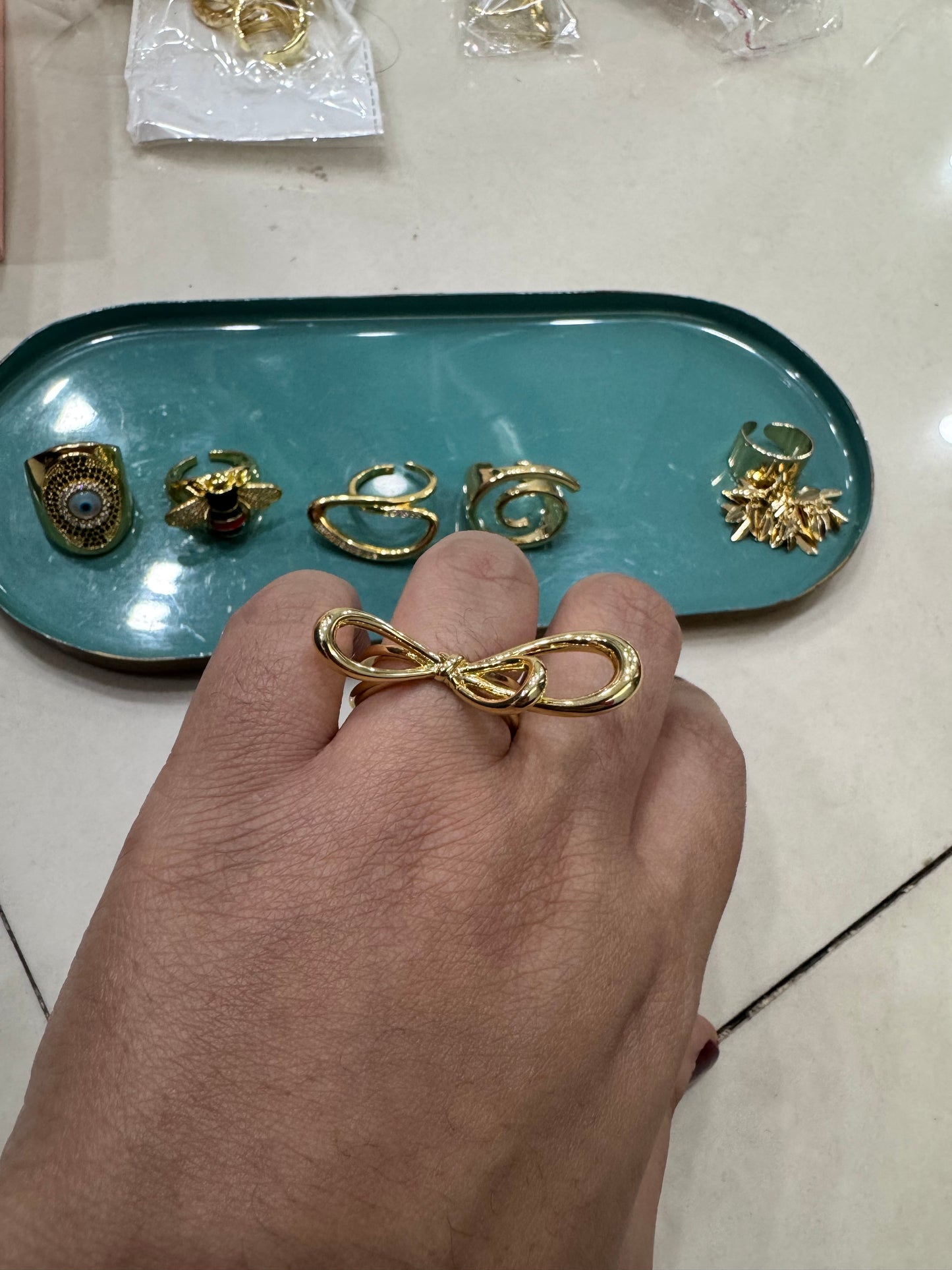 Gold Plated Minimalist Tied Ribbon Ring