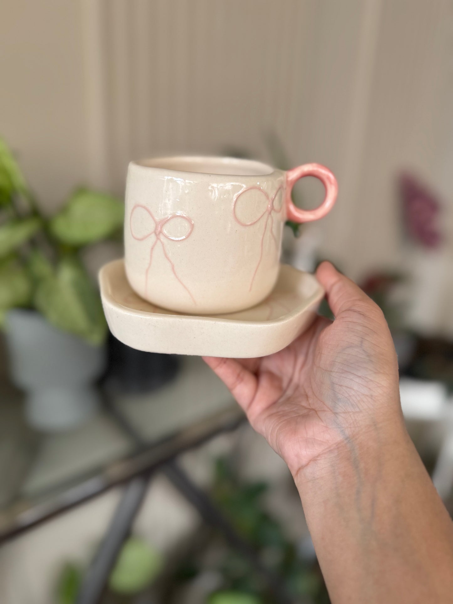 Cute Bow Mug & Saucer Set