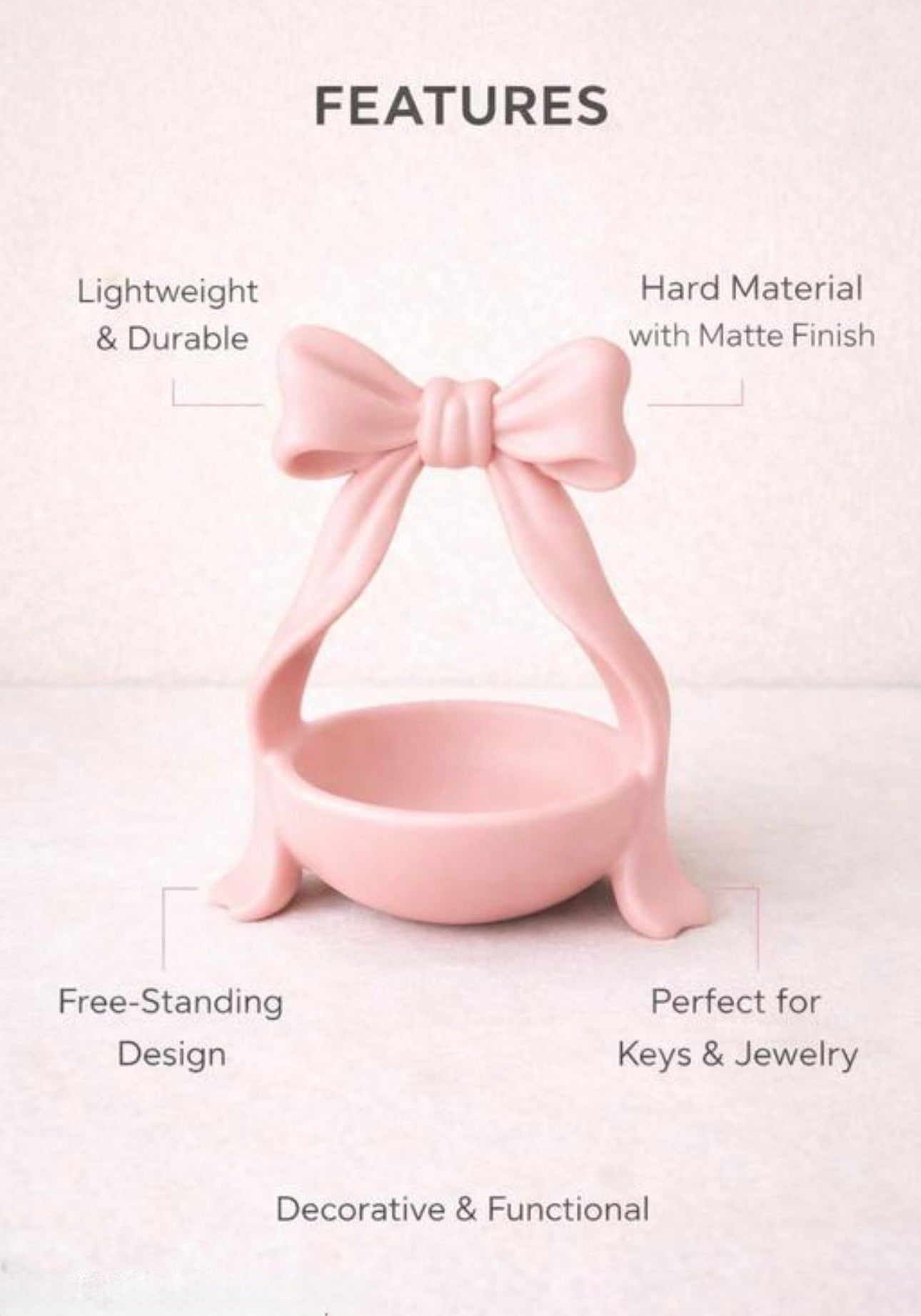 Decorative Coquette Bow Jewelry Tray Stand / Trinket Holder