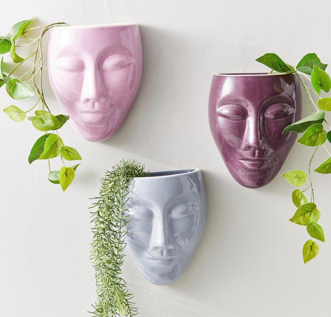 Ceramic Face Shape Sculpture Planter