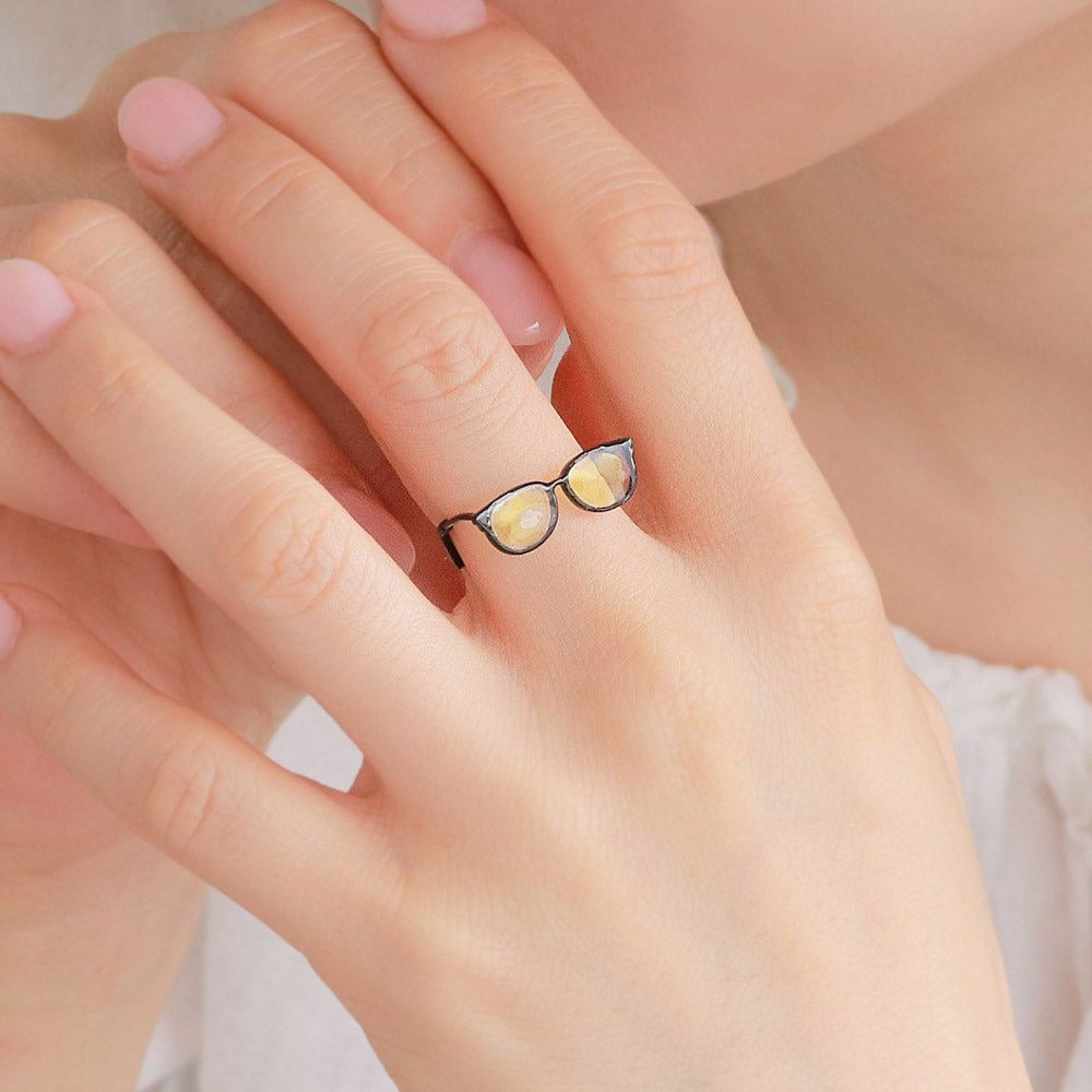 Cute Glasses Ring | Miniature Glasses Shape Ring Adjustable