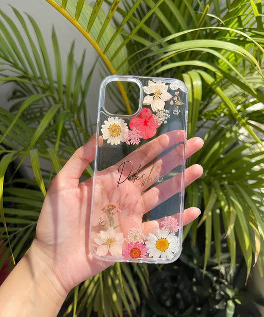 Aesthetic Mobile Cover with Real Pressed Flowers