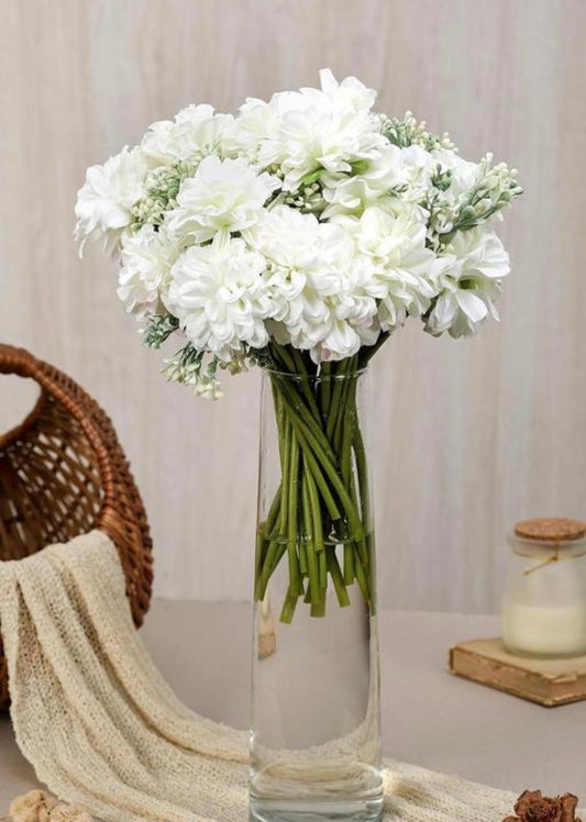 Artificial White Dahlia Flowers Bunch