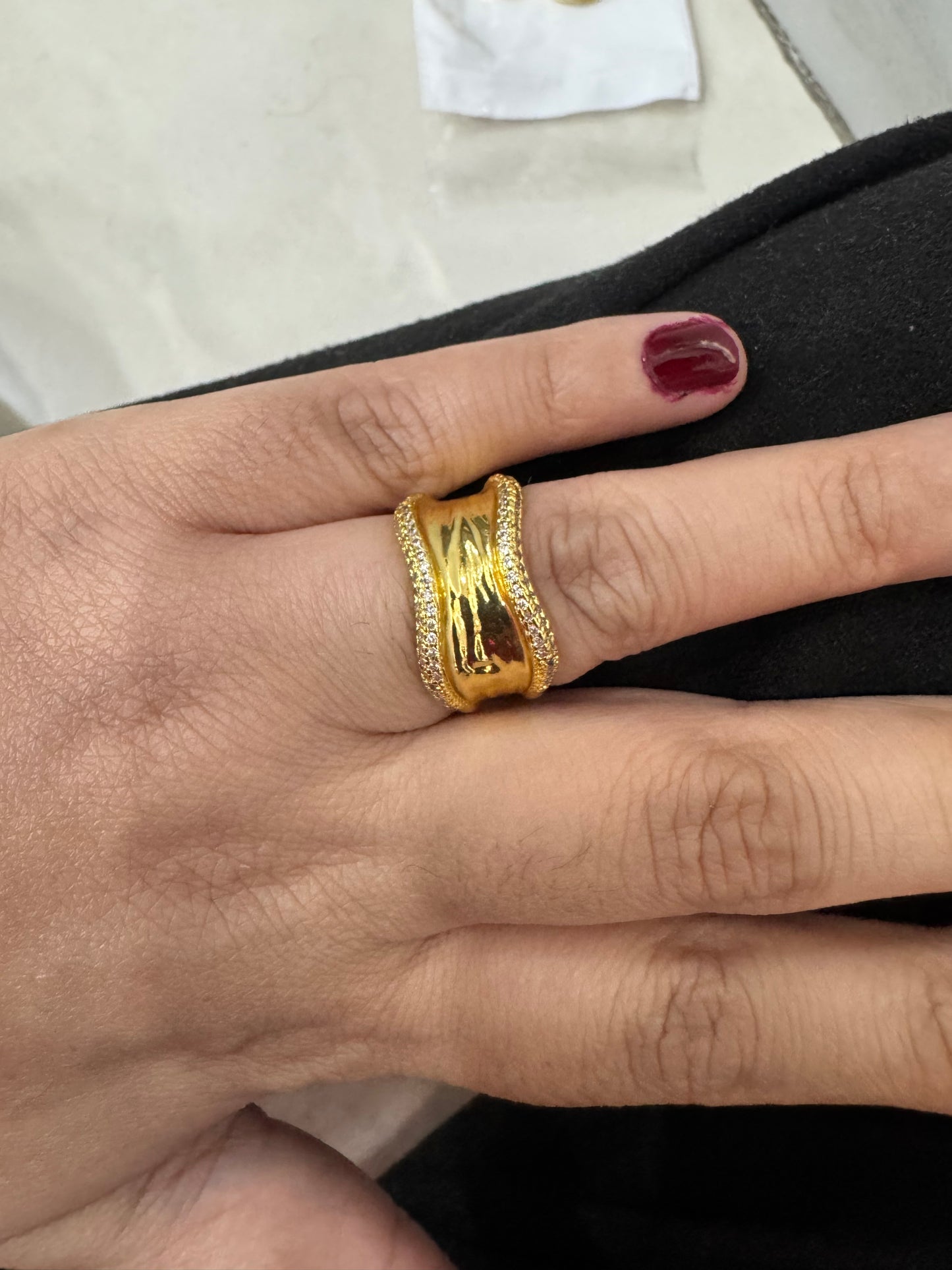 Chic Gold Plated Chunky Irregular Adjustable Ring