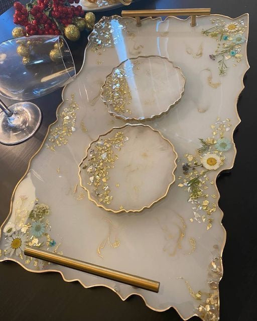 Luxe Decorative Tray with Gold Accent