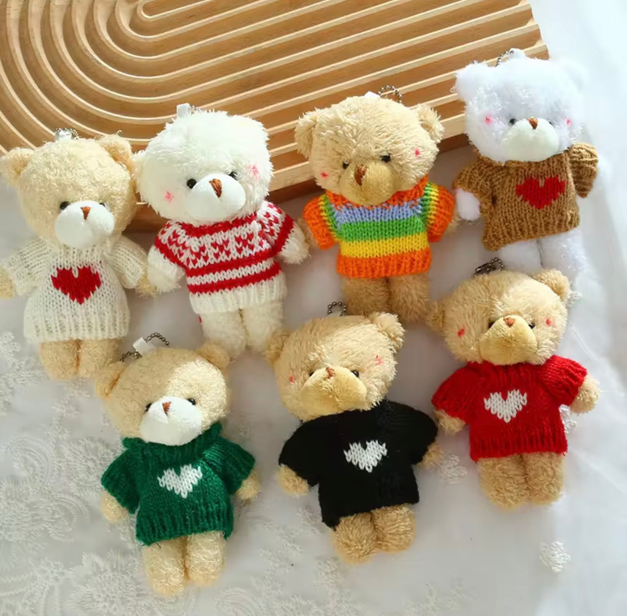 Premium Exclusive Cute Teddybear Keychain with Sweater Outfit / Teddybear Bag Charm