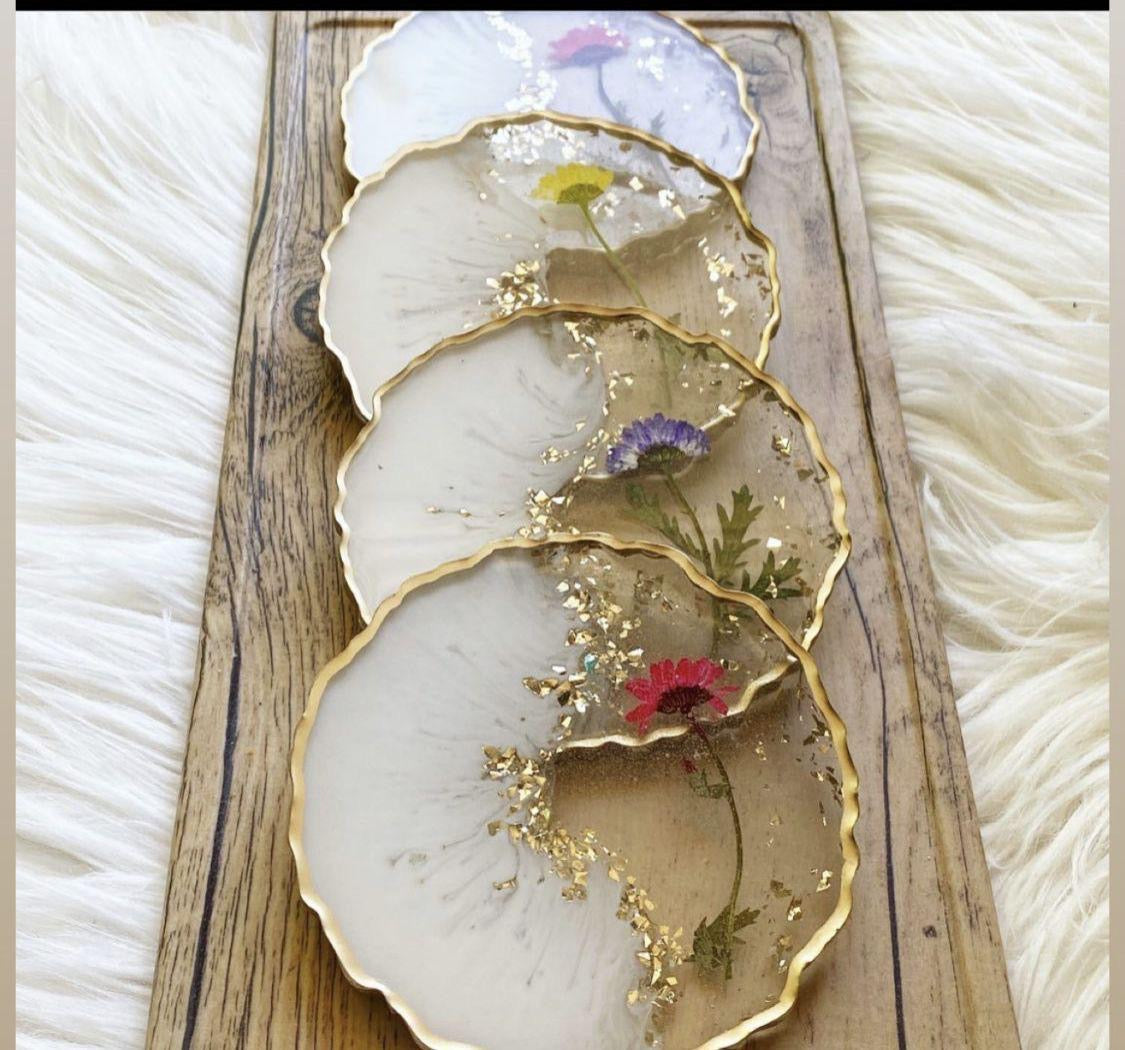 Coasters with Real Pressed Flowers